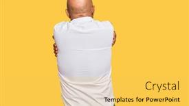  Presentation with self love - Presentation design with mature-middle-east-man background and a yellow colored foreground