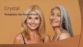  Presentation with women - PPT layouts consisting of mature-multiracial-beautiful-women-wearing background and a coral colored foreground