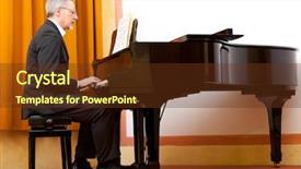  Presentation with piano - Presentation design with mature musician playing the grand background and a tawny brown colored foreground