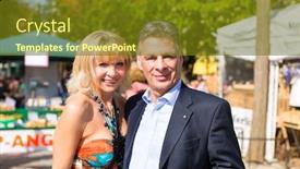  Presentation with senior couple - Cool new presentation with mature or senior couple strolling through the city in spring on a sunny day backdrop and a tawny brown colored foreground