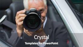  Presentation with marathon hd picture - Amazing PPT layouts having mature paparazzi spying and taking backdrop and a dark gray colored foreground