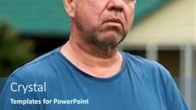  Presentation with sad - Audience pleasing slide set consisting of mature-pensive-sad-man backdrop and a ocean colored foreground