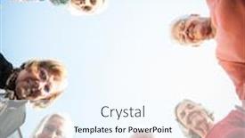  Presentation with people unity - Slide set consisting of mature-people-in-circle background and a cool aqua colored foreground