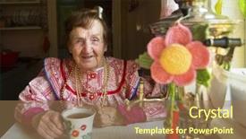  Presentation with costume - Amazing slides having mature positive woman in folk backdrop and a coral colored foreground