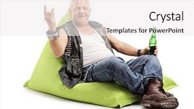 Presentation with punk rock music - Audience pleasing PPT layouts consisting of mature punk rocker drinking beer backdrop and a white colored foreground