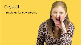  Presentation with rich - Slide set with mature rich woman wearing leopard background and a yellow colored foreground