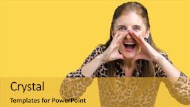  Presentation with rich - PPT theme with mature rich woman wearing leopard background and a gold colored foreground