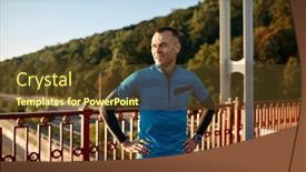  Presentation with breathing - Presentation theme consisting of mature-runner-breathing-hard-takes background and a tawny brown colored foreground