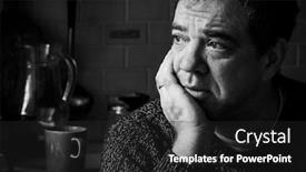  Presentation with sad - Presentation having mature sad man in a dark room close-up portrait background and a dark gray colored foreground