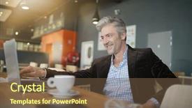  Presentation with sales contest launch - PPT theme having mature salesman preparing sales pitch background and a tawny brown colored foreground