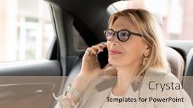  Presentation with business partner - Cool new PPT layouts with mature-smiling-businesswoman-in-eyeglasses backdrop and a coral colored foreground