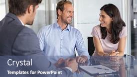  Presentation with accounting financial bank banking account - Presentation theme having mature-smiling-couple-meeting-financial background and a ocean colored foreground