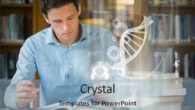  Presentation with digital library - Colorful PPT theme enhanced with mature student studying at library backdrop and a light blue colored foreground