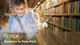  Presentation with hologram - Cool new slides with mature student using futuristic hologram backdrop and a tawny brown colored foreground