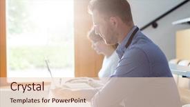  Presentation with writing notes - Presentation design consisting of mature student writing notes in classroom background and a lemonade colored foreground