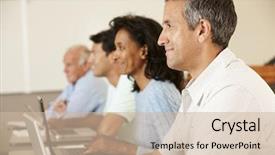  Presentation with students walking to class - Slide deck having mature students in class background and a soft green colored foreground