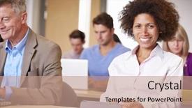  Presentation with further - PPT layouts having mature students in further education class background and a coral colored foreground