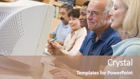  Presentation with skills - Beautiful presentation featuring mature students learning computer skills backdrop and a  colored foreground