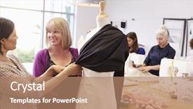  Presentation with design fashion - Colorful slide set enhanced with mature-students-studying-fashion backdrop and a coral colored foreground