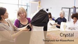  Presentation with design fashion - Beautiful slide set featuring mature-students-studying-fashion backdrop and a coral colored foreground