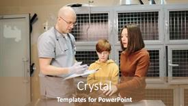  Presentation with domestic animal - Slides featuring mature-vet-in-uniform-treating background and a coral colored foreground