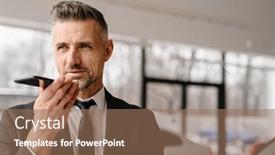  Presentation with car - Audience pleasing theme consisting of mature-white-man-talking backdrop and a coral colored foreground