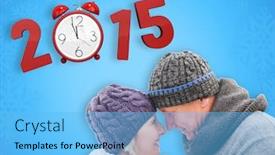  Presentation with blue design - Slides featuring mature winter couple against blue snowflake design background and a light blue colored foreground