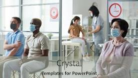  Presentation with vaccination - PPT theme featuring mature-woman-and-other-patients background and a light gray colored foreground