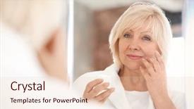  Presentation with anti aging - PPT layouts consisting of mature woman applying anti-aging background and a lemonade colored foreground