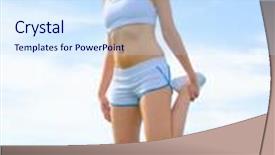  Presentation with complete - Amazing slides having mature woman athlete practicing in a spring meadow from a complete series backdrop and a sky blue colored foreground