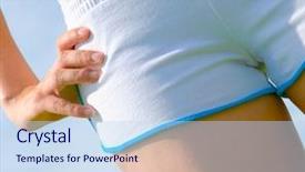  Presentation with athlete - Presentation theme having mature-woman-athlete-practicing background and a sky blue colored foreground