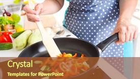  Presentation with dinner - Presentation theme with mature woman cooking dinner background and a tawny brown colored foreground