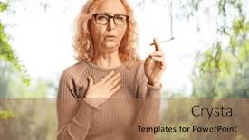  Presentation with smoking - Presentation theme enhanced with mature-woman-coughing-and-smoking background and a  colored foreground