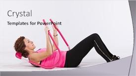  Presentation with abdominal - Colorful PPT theme enhanced with mature woman doing some abdominal exercises backdrop and a sky blue colored foreground