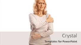  Presentation with shoulder pain - PPT theme with mature-woman-experiencing-pain and a coral colored foreground
