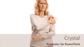  Presentation with shoulder pain - Presentation theme with mature-woman-experiencing-pain background and a coral colored foreground