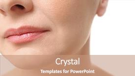  Presentation with plastic surgery - Audience pleasing presentation theme consisting of mature woman face closeup plastic backdrop and a coral colored foreground