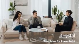  Presentation with counseling - PPT theme with mature-woman-family-psychologist-counseling background and a gray colored foreground