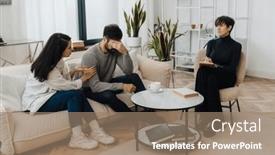  Presentation with counseling - PPT theme enhanced with mature-woman-family-psychologist-counseling background and a coral colored foreground