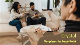  Presentation with family therapy - Presentation theme featuring mature-woman-family-psychologist background and a coral colored foreground