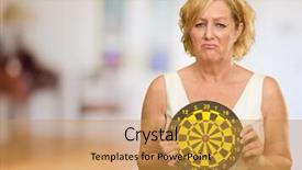  Presentation with dark and sad - Cool new slide set with mature woman holding dart board backdrop and a gold colored foreground