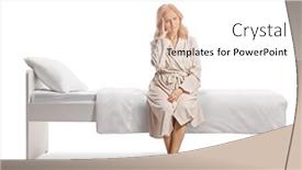  Presentation with bed - Slide deck consisting of mature-woman-in-a-bathrobe background and a white colored foreground