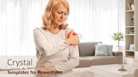  Presentation with shoulder - PPT layouts with mature-woman-in-a-room and a soft green colored foreground