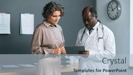  Presentation with prescriptions - Slides enhanced with mature-woman-in-casualwear-standing background and a  colored foreground