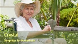  Presentation with kids wheelchair - Amazing theme having mature woman in her wheelchair backdrop and a tawny brown colored foreground