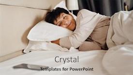  Presentation with alarm - Theme with mature-woman-in-in-pajamas background and a light gray colored foreground