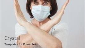  Presentation with epidemic - Colorful presentation theme enhanced with mature-woman-in-medical-mask backdrop and a lemonade colored foreground