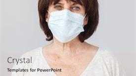  Presentation with epidemic - Beautiful theme featuring mature-woman-in-medical-mask backdrop and a lemonade colored foreground