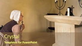  Presentation with kneeling - Amazing theme having mature-woman-in-medieval-outfit backdrop and a tawny brown colored foreground