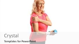  Presentation with shoulder - Theme with mature-woman-in-sportswear and a white colored foreground